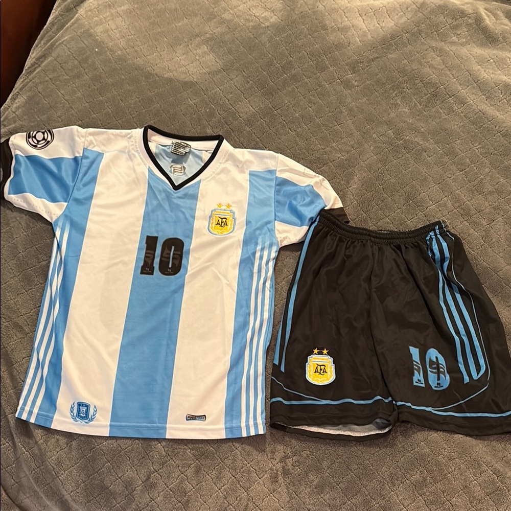 Kids Argentina Messi Soccer Jersey Set